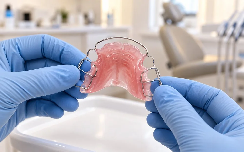 Minh họa khí cụ niềng răng tháo lắp dành cho trẻ