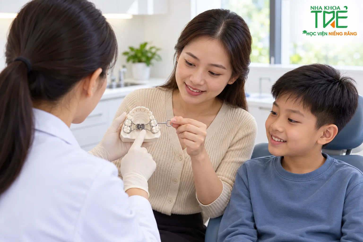 Bác sĩ hướng dẫn mẹ cách vặn ốc khí cụ nong hàm cho bé