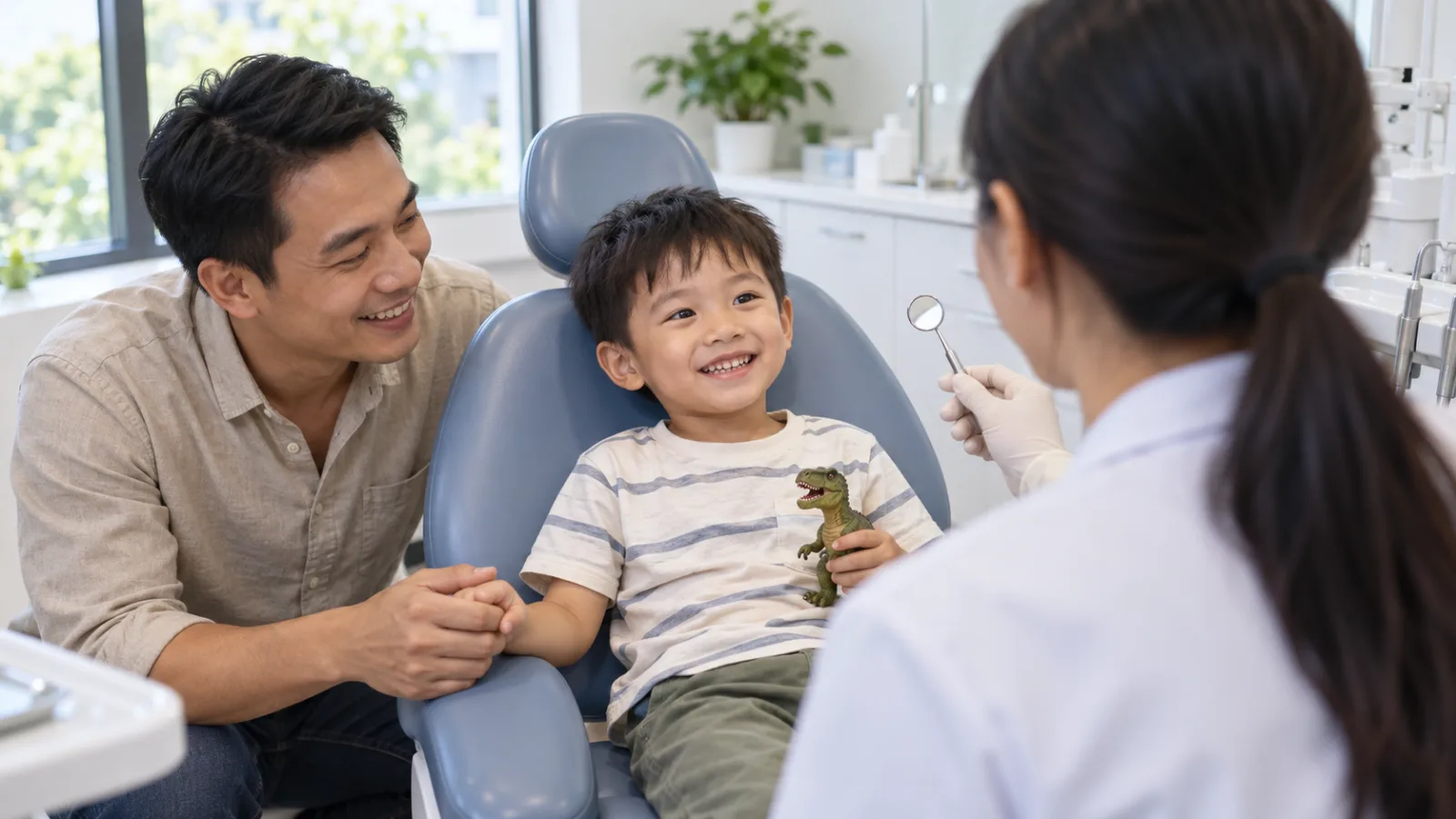 Bé 5 tuổi đi khám sớm cùng bố, khi bố mẹ băn khoăn trẻ mấy tuổi niềng răng được