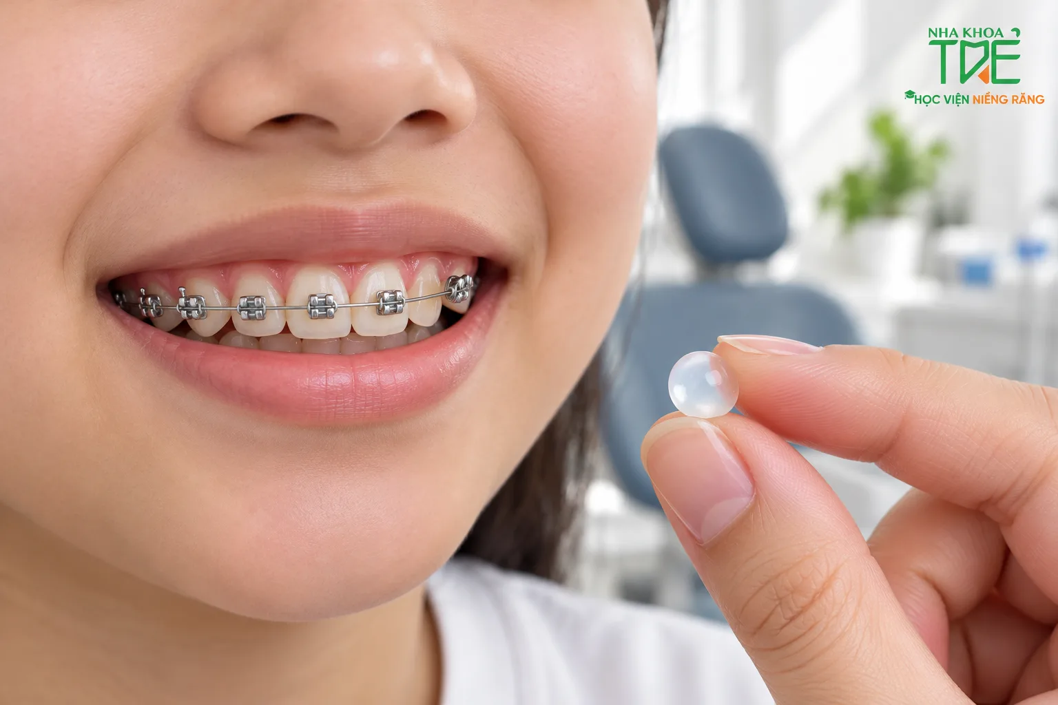 Dùng sáp nha khoa che mắc cài bị bung để bé đỡ cọ má